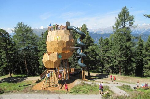 Wood'n'Fun: Unique pine cone play tower as a highlight in the pine park