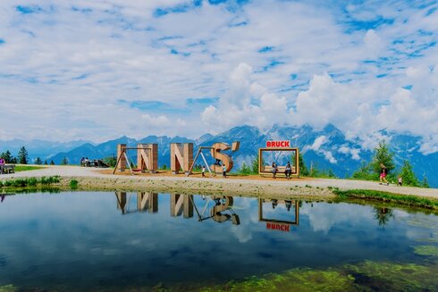 Wooden letters with photo point in Mutters (Austria)